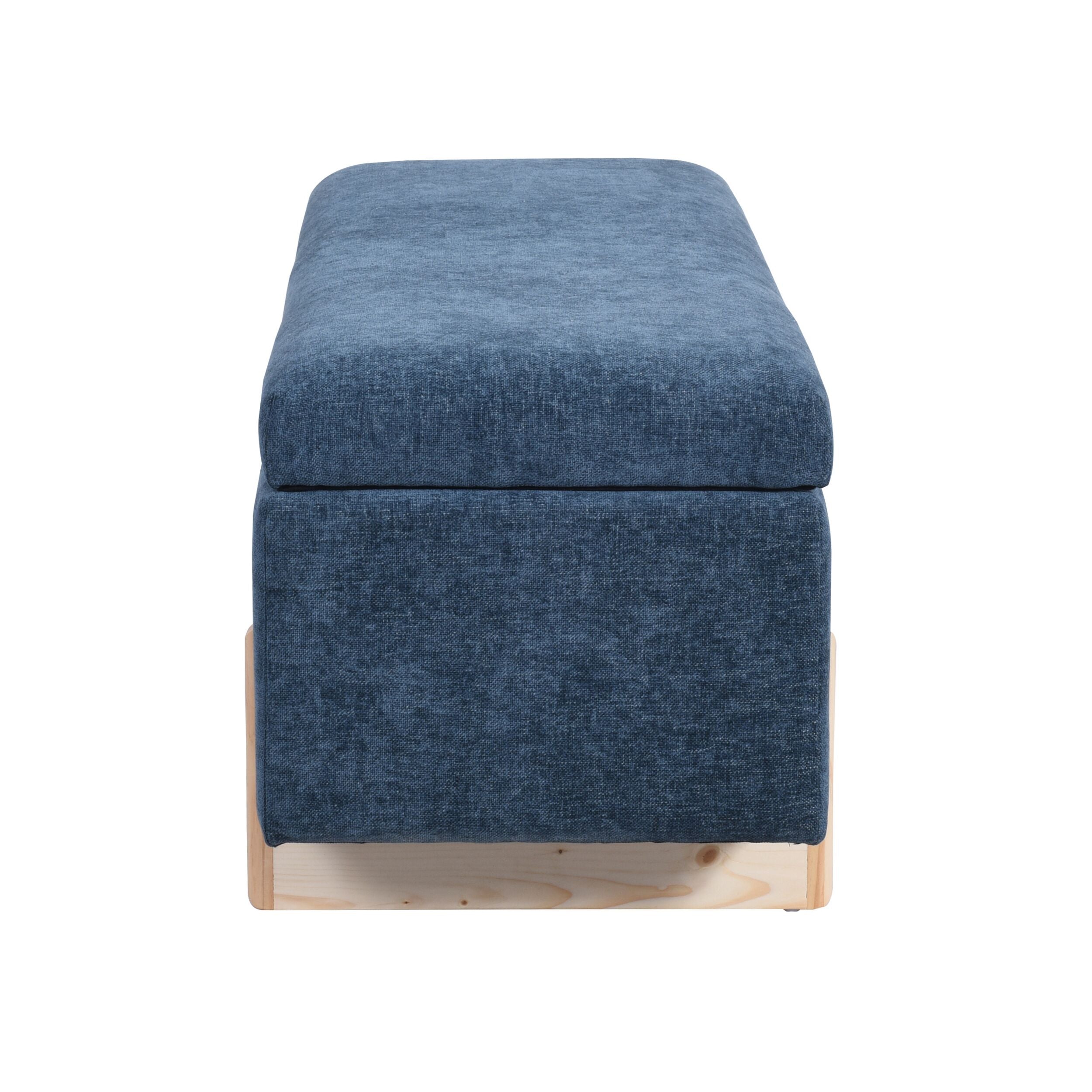 Chenille Storage Bench Mineral Blue