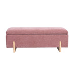 Banc de rangement en chenille rose
