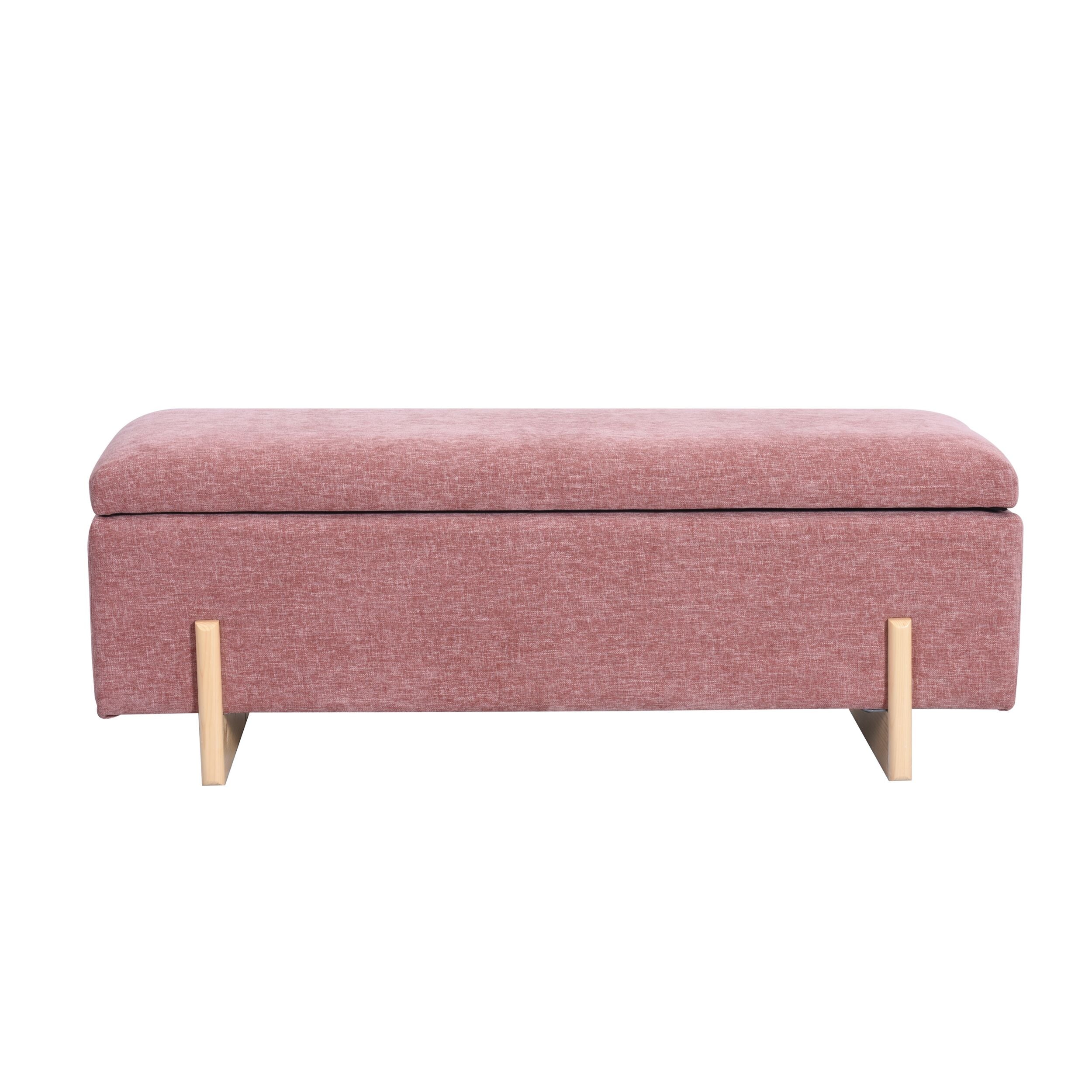 Chenille Storage Bench Rose Pink