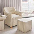 Pouf carré en lin rayé de style côtier