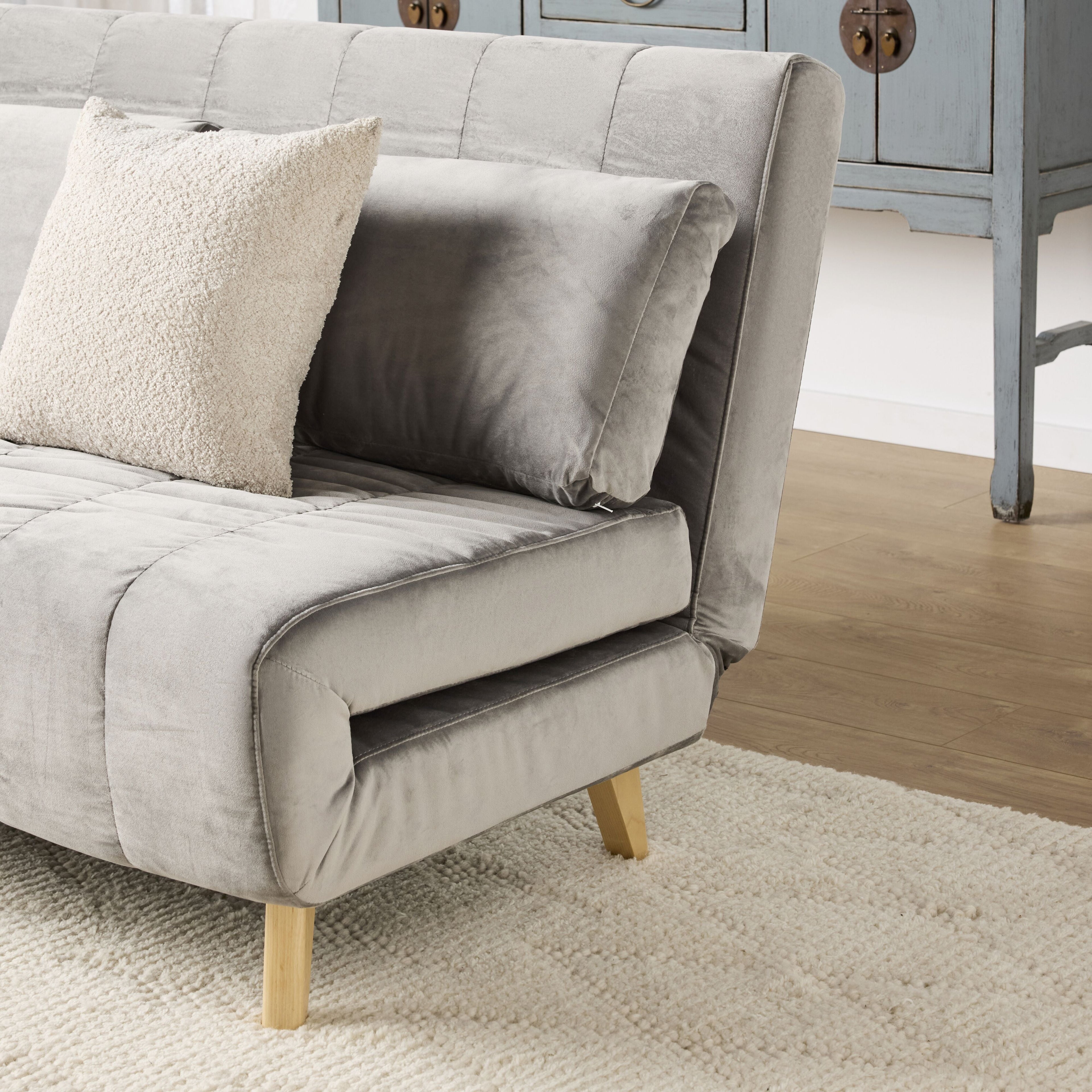 Velvet Double Sofa Bed Graphite