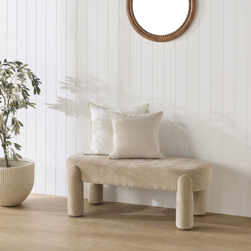 Banc rembourré en chenille tons taupe