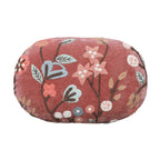 Pouffe floral brodé main en velours rose