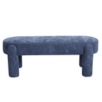 Banc rembourré en chenille, nuances indigo