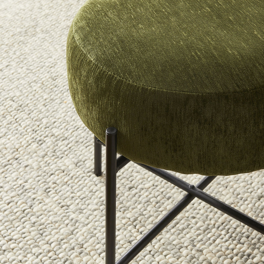 Round Fabric Footstool Sage Green