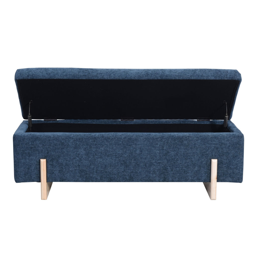 Chenille Storage Bench Mineral Blue