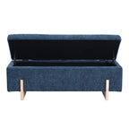 Banc de rangement en chenille bleu minéral