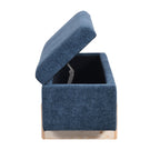 Banc de rangement en chenille bleu minéral