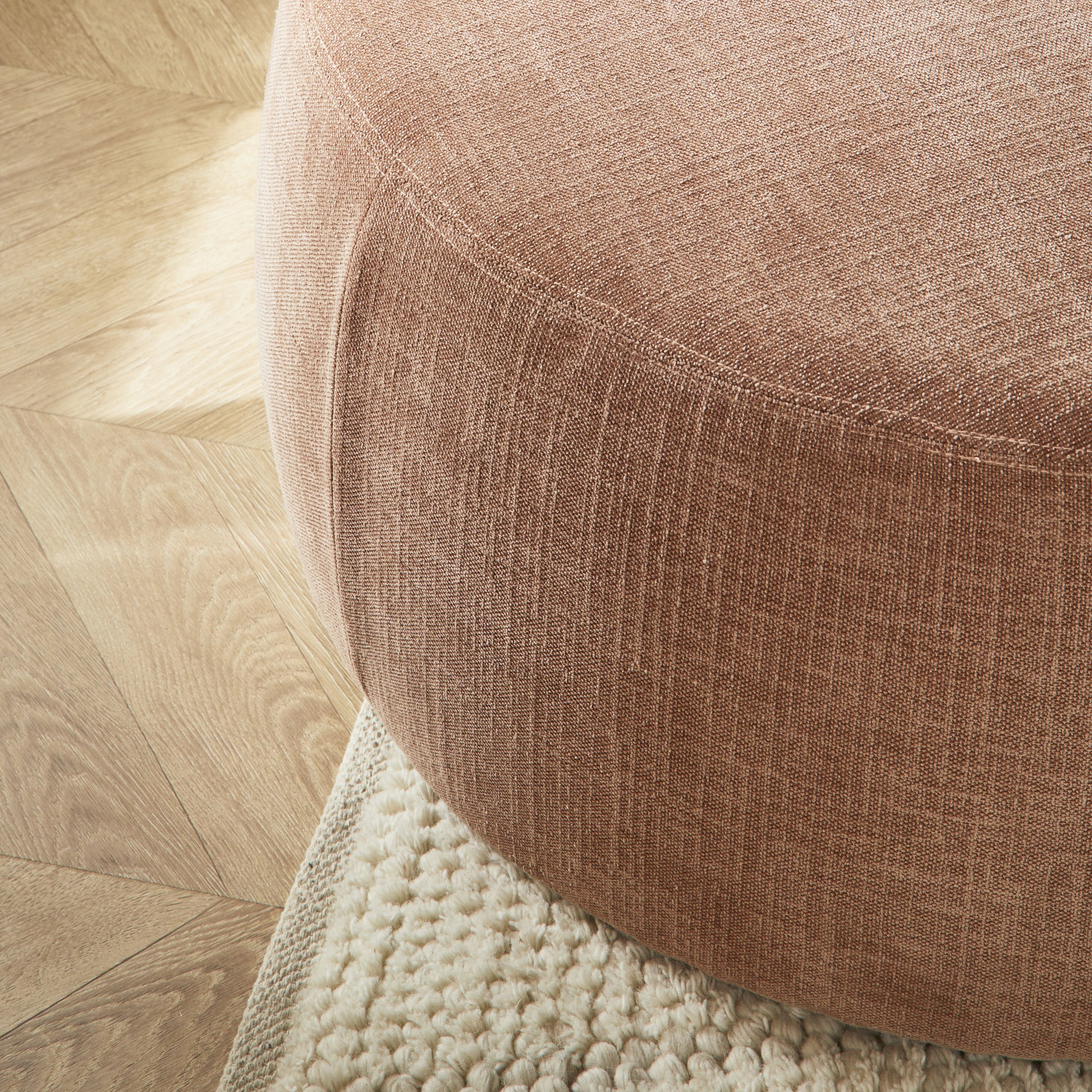 Large Round Fabric Ottoman Dusty Pink