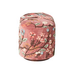 Pouffe floral brodé main en velours rose
