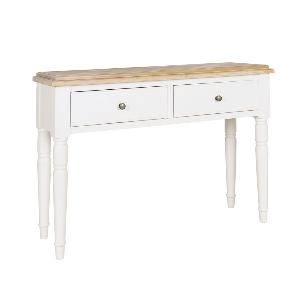 Hamptons Pine Console Table 2 Drawer White
