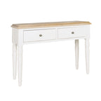 Console de table Hamptons Pin 2 tiroirs Blanc