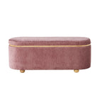 Banc de rangement en tissu texturé rose poudré