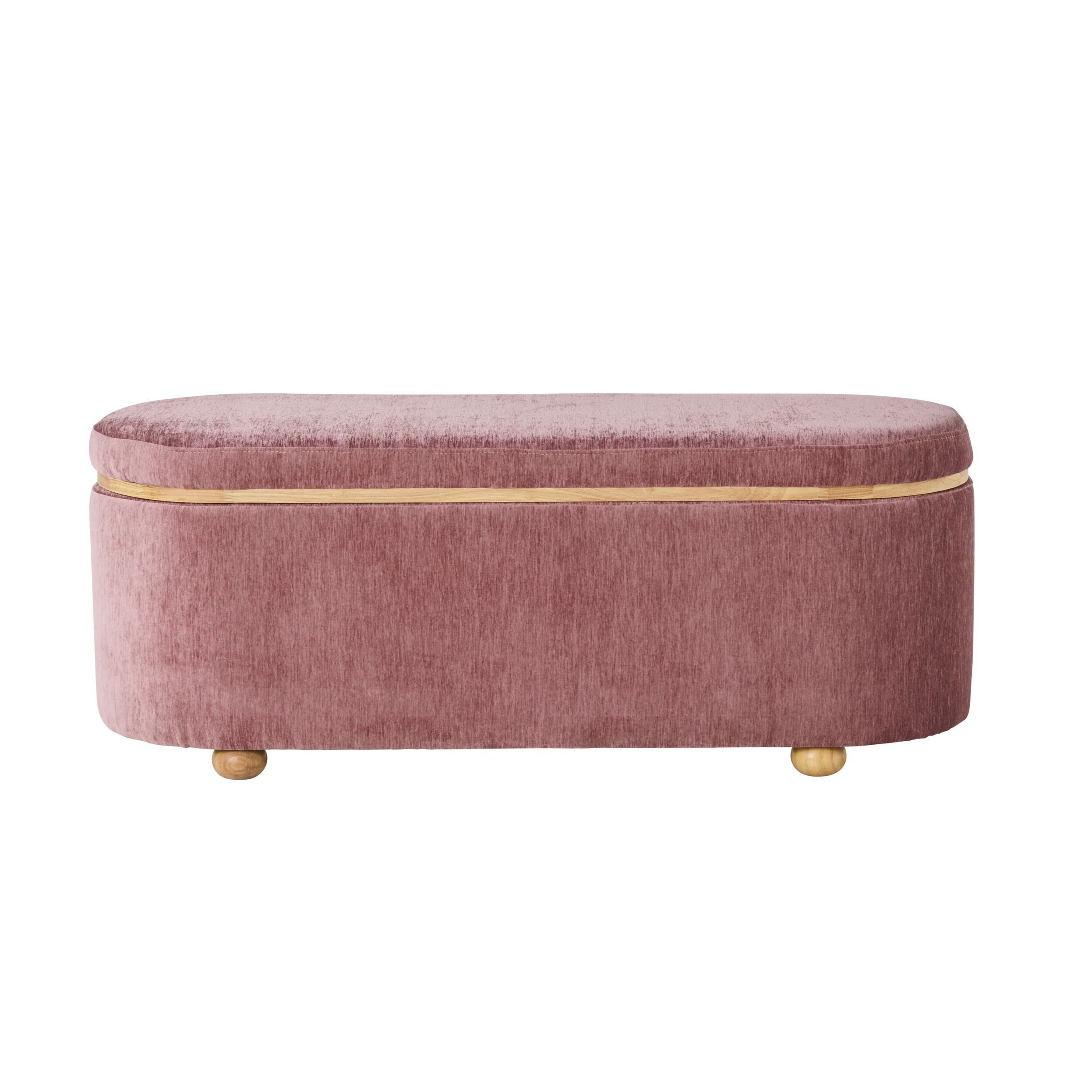 Textured Weave Storage Bench Blush Pink