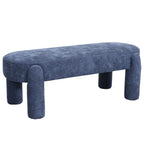 Banc rembourré en chenille, nuances indigo