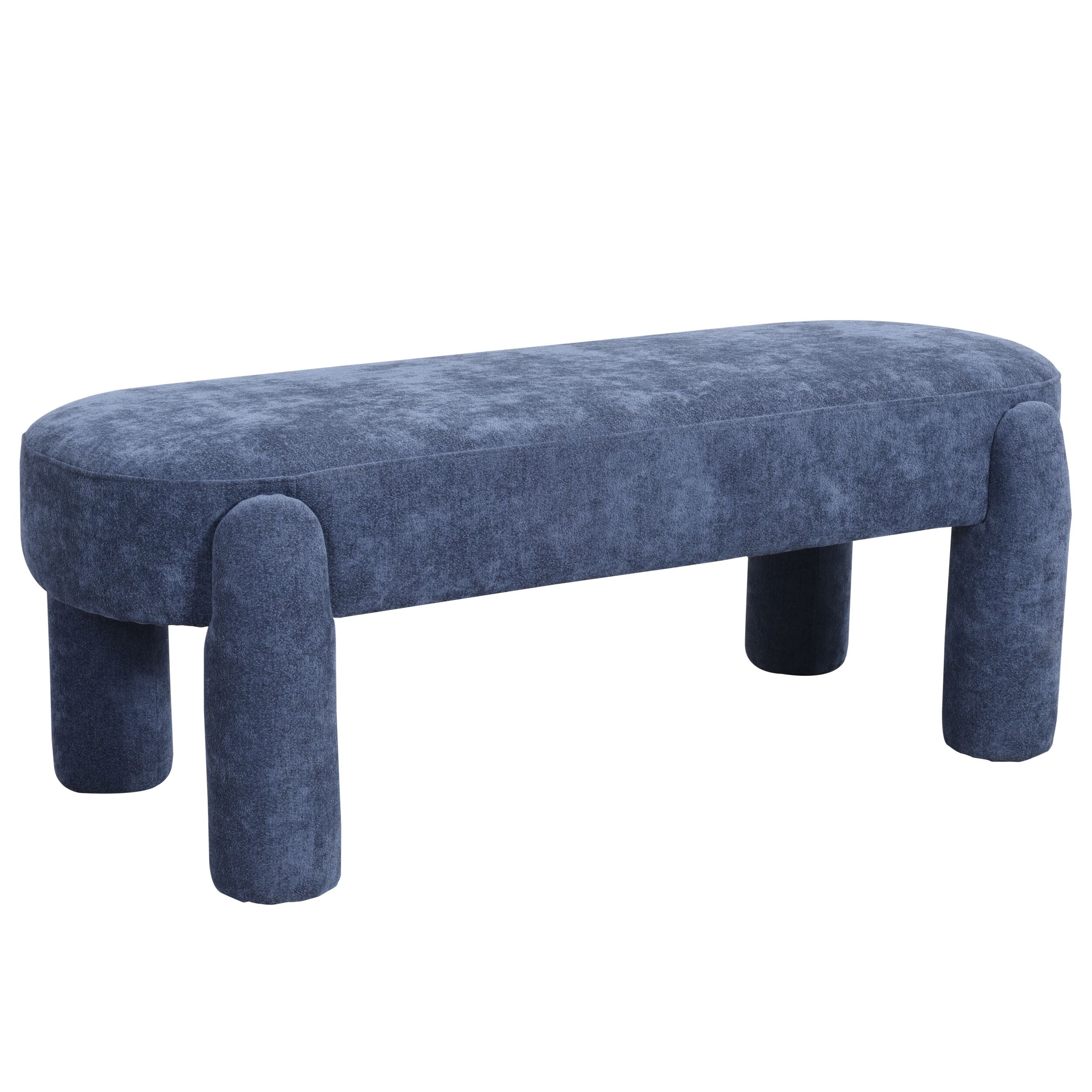Chenille Upholstered Bench Shades of Indigo