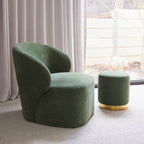 Pouf rond en tissu vert mousse
