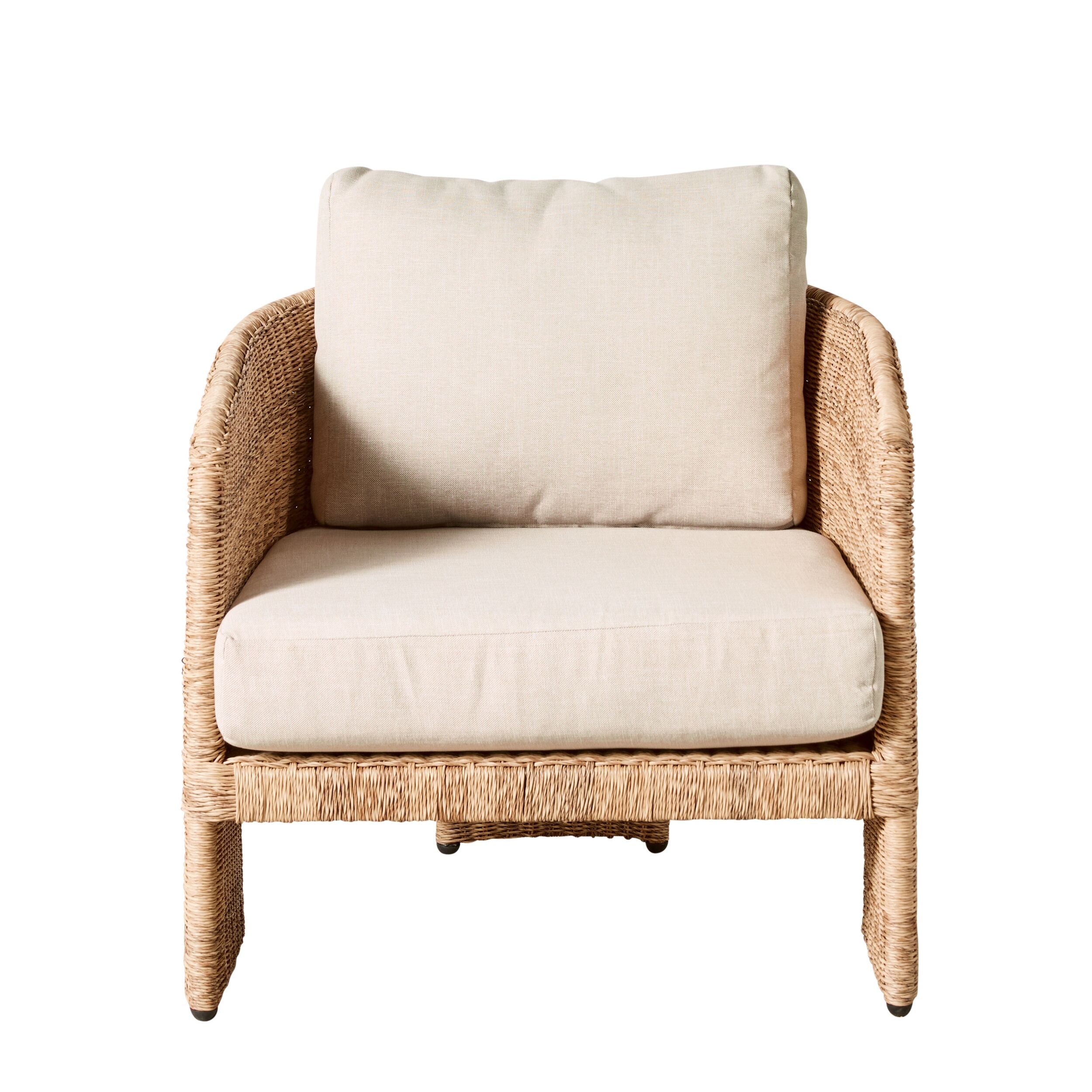 Synthetic Wicker Outdoor Armchair Natural Sand