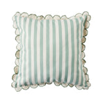 Coussin d'extérieur rayé à bord festonné 45x45cm Vert tendre