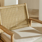 Chaise d'appoint d'extérieur en osier, bois naturel