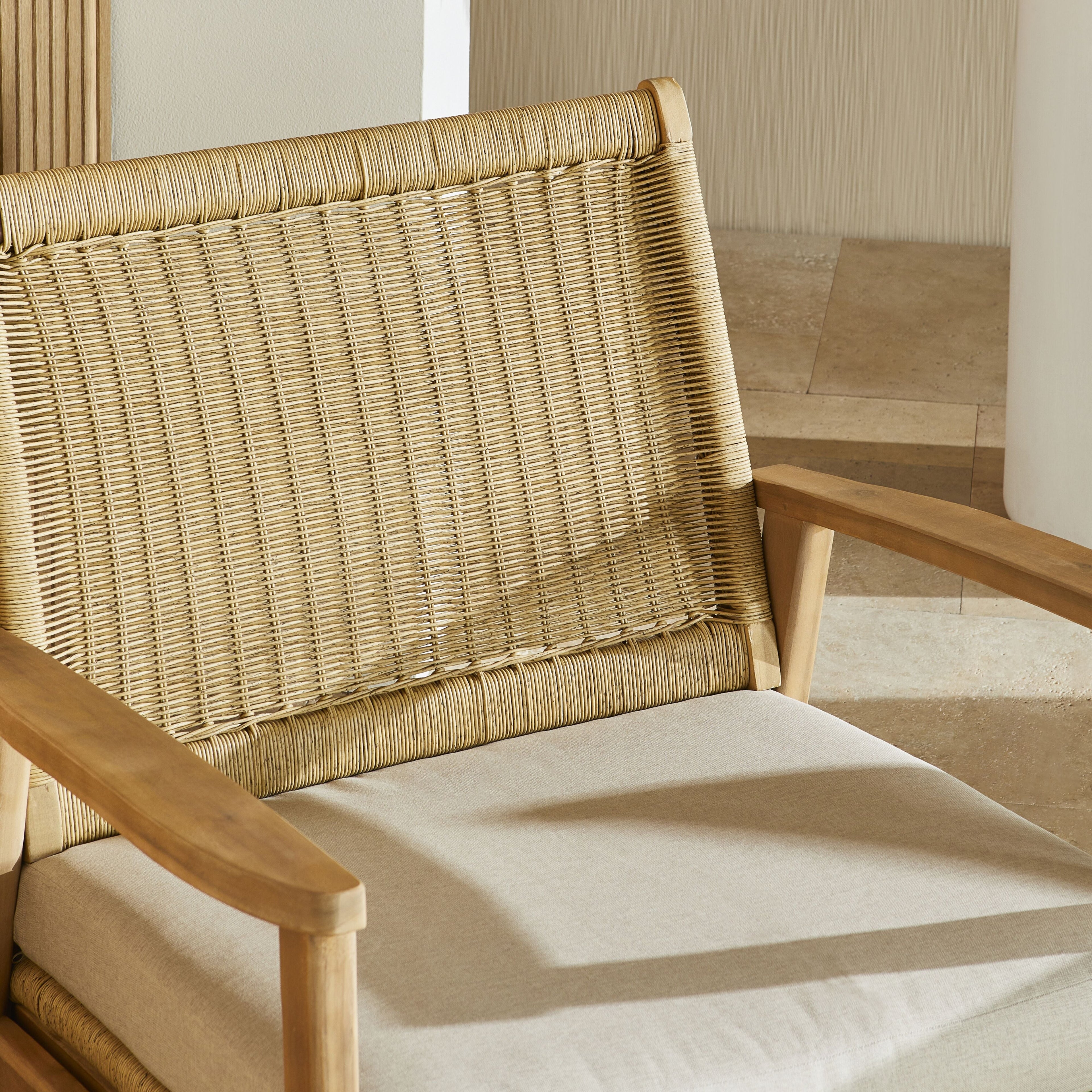 Wicker Outdoor Occasional Chair Natural Timber