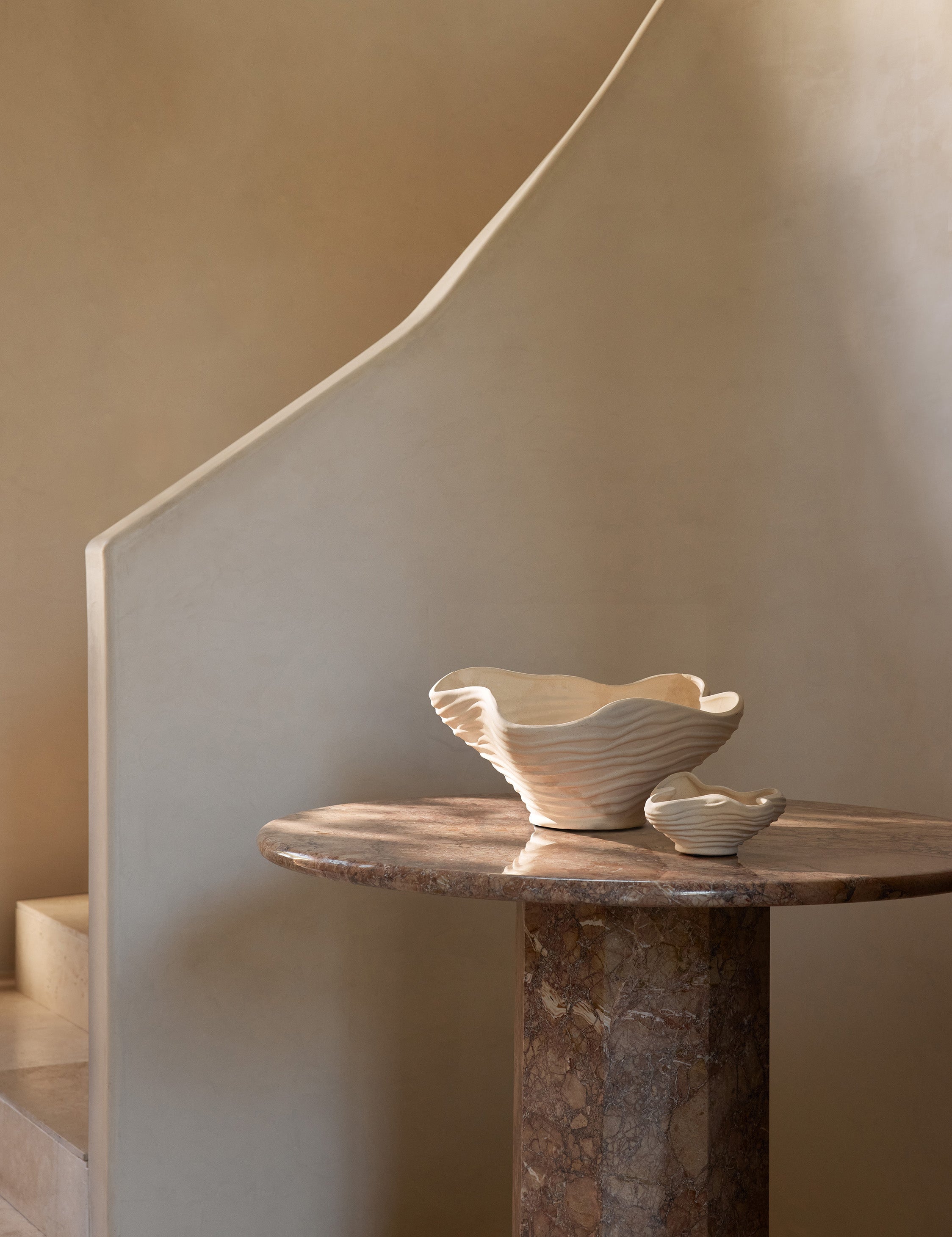 Wrinkle Textured Ceramic Sculptural Decorative Accent Bowl