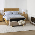 Banc de rangement en chenille lin taupe