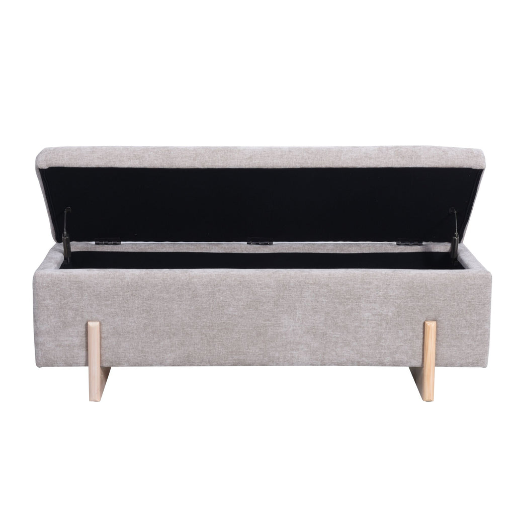 Chenille Storage Bench Flax Taupe