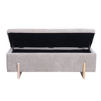 Banc de rangement en chenille lin taupe