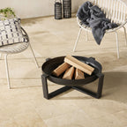 Brasero rond en fer noir mat 60x60cm