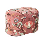 Pouffe floral brodé main en velours rose