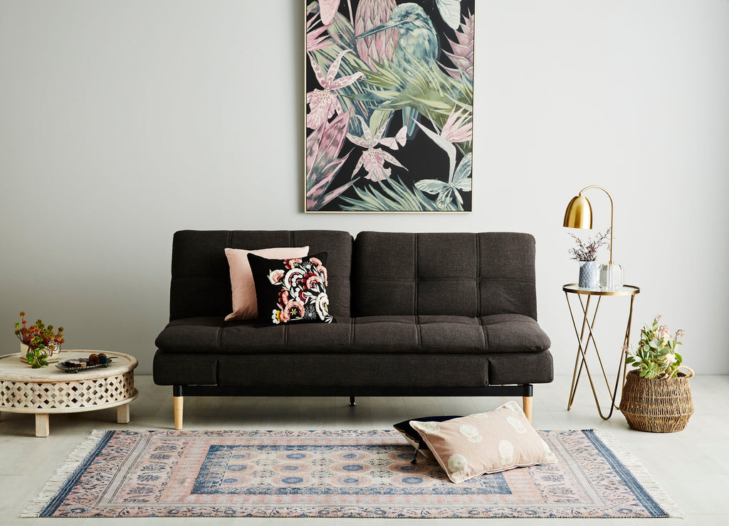 Convertible Fabric Sofa Bed Charcoal Grey