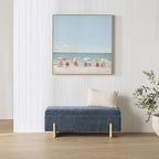 Banc de rangement en chenille bleu minéral