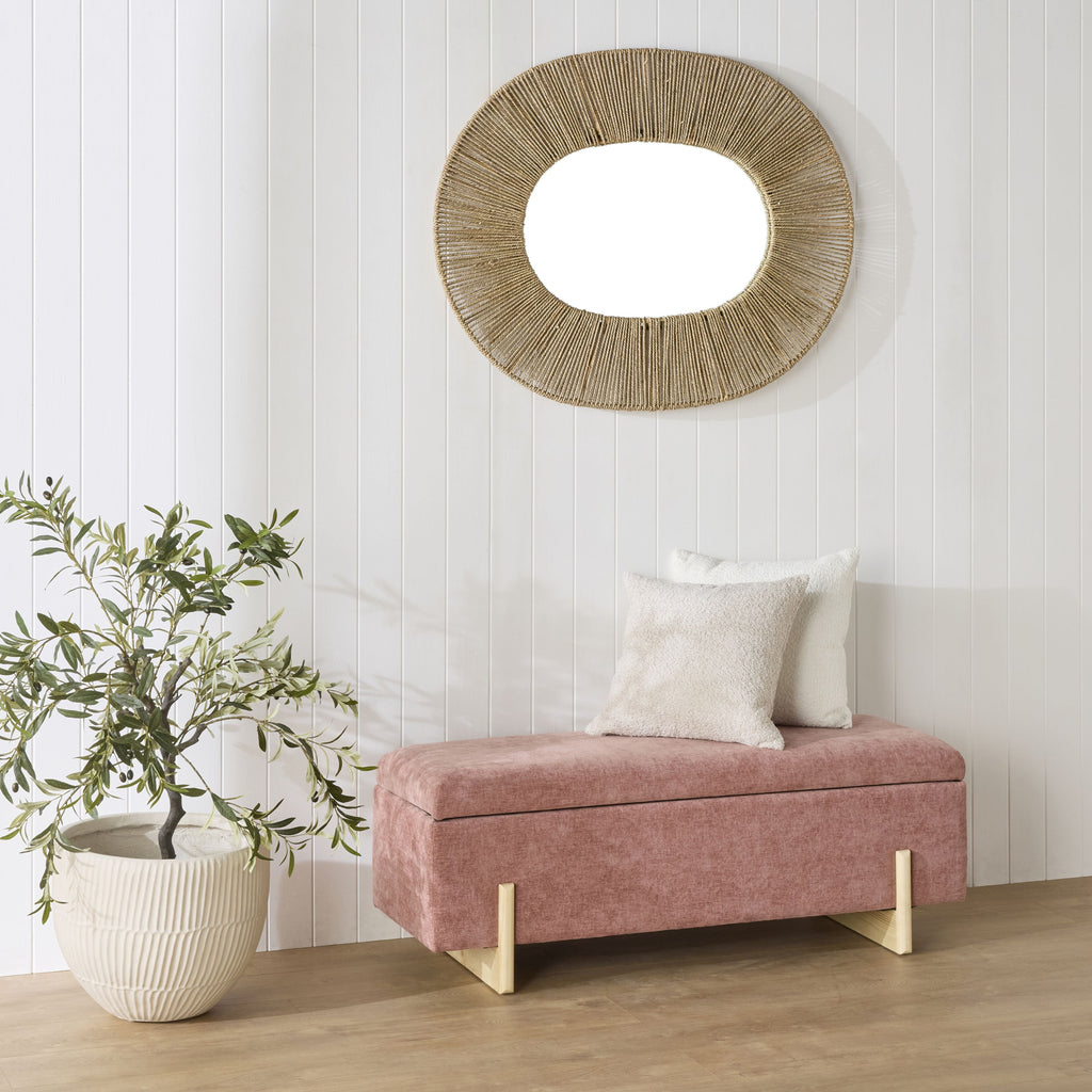 Chenille Storage Bench Rose Pink