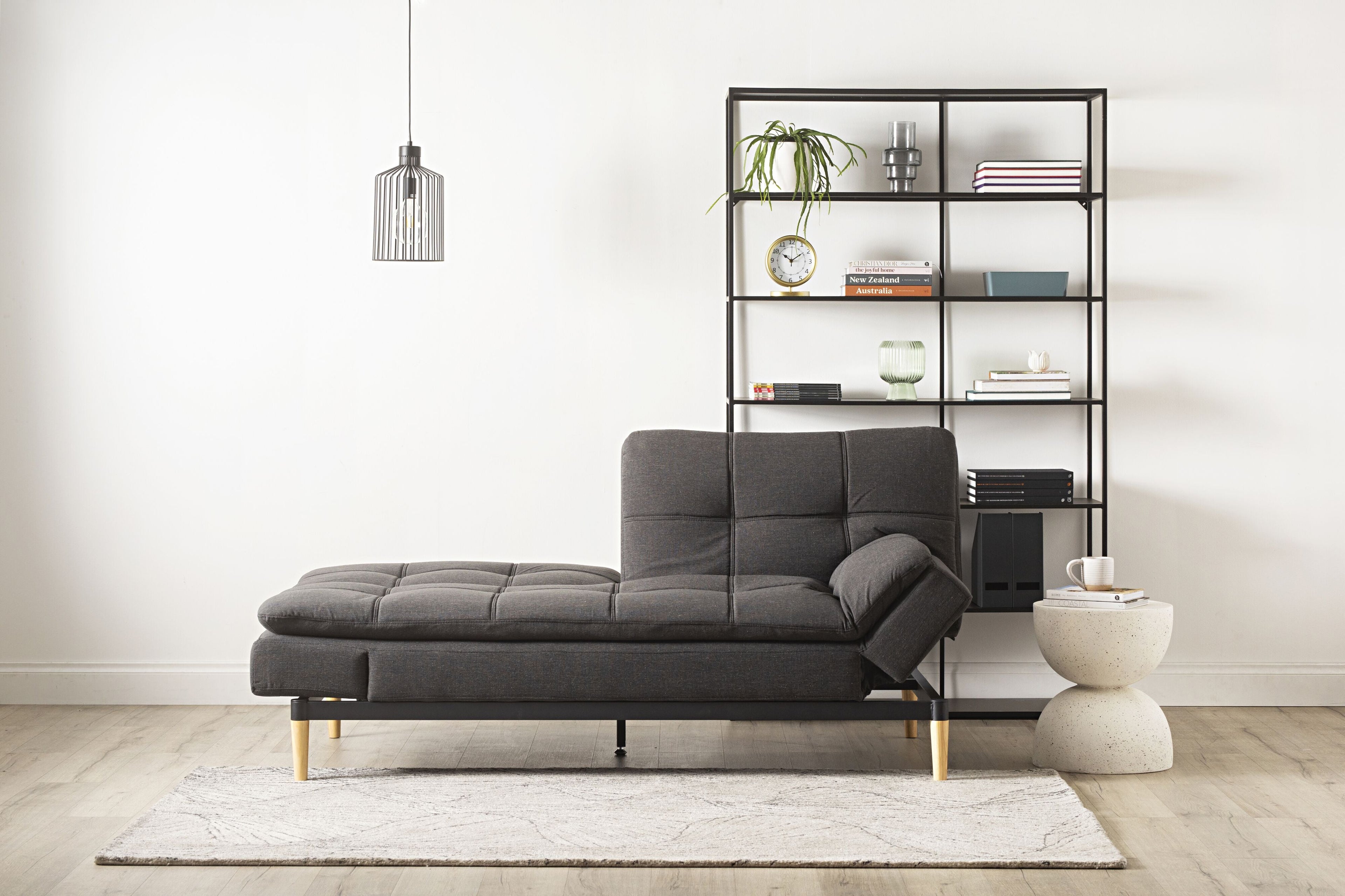 Convertible Fabric Sofa Bed Charcoal Grey