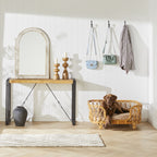 Console en bois de manguier avec cadre noir de style loft