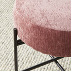 Repose-pieds rond en tissu rose vif