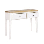 Console de table Hamptons Pin 2 tiroirs Blanc