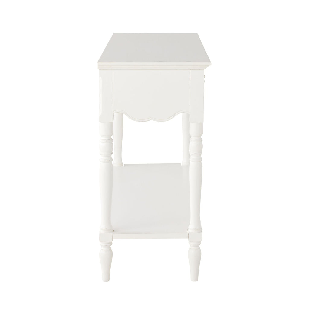French Provincial Console Table White Antiqued