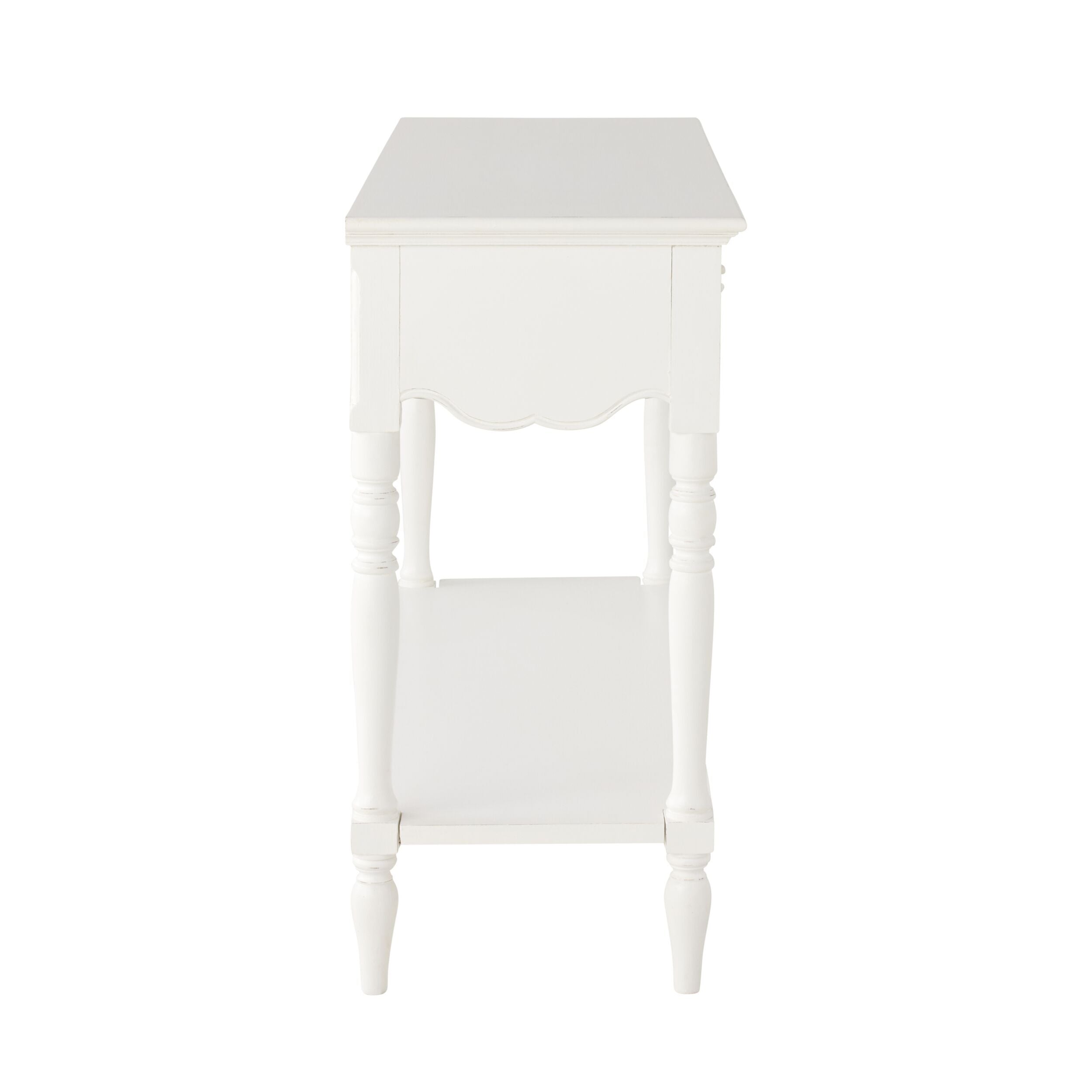 French Provincial Console Table White Antiqued