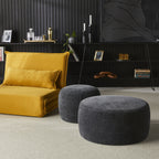 Grand pouf rond en tissu Shadow Black