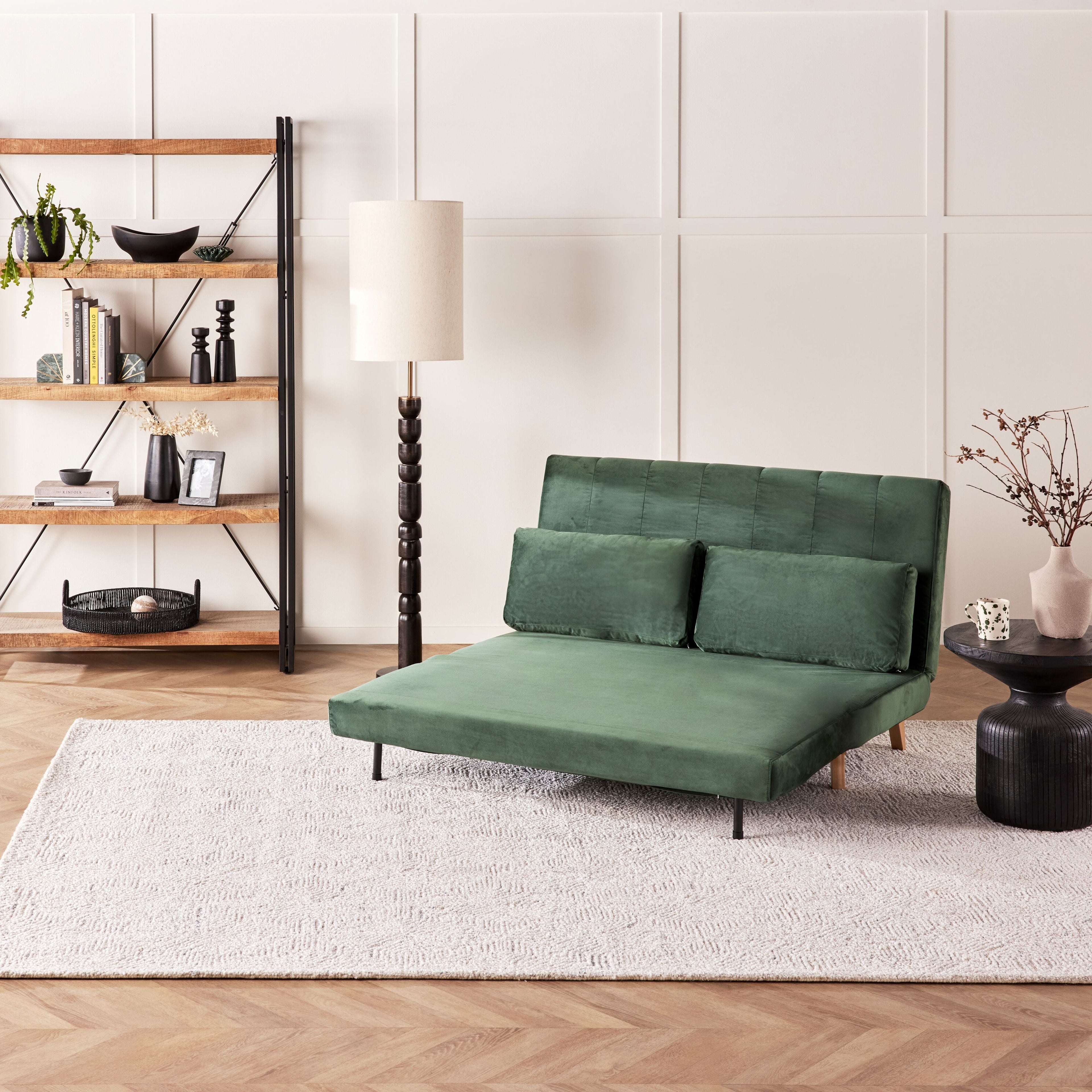 Velvet Double Sofa Bed Emerald Green
