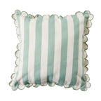 Coussin d'extérieur rayé à bord festonné 45x45cm Vert tendre
