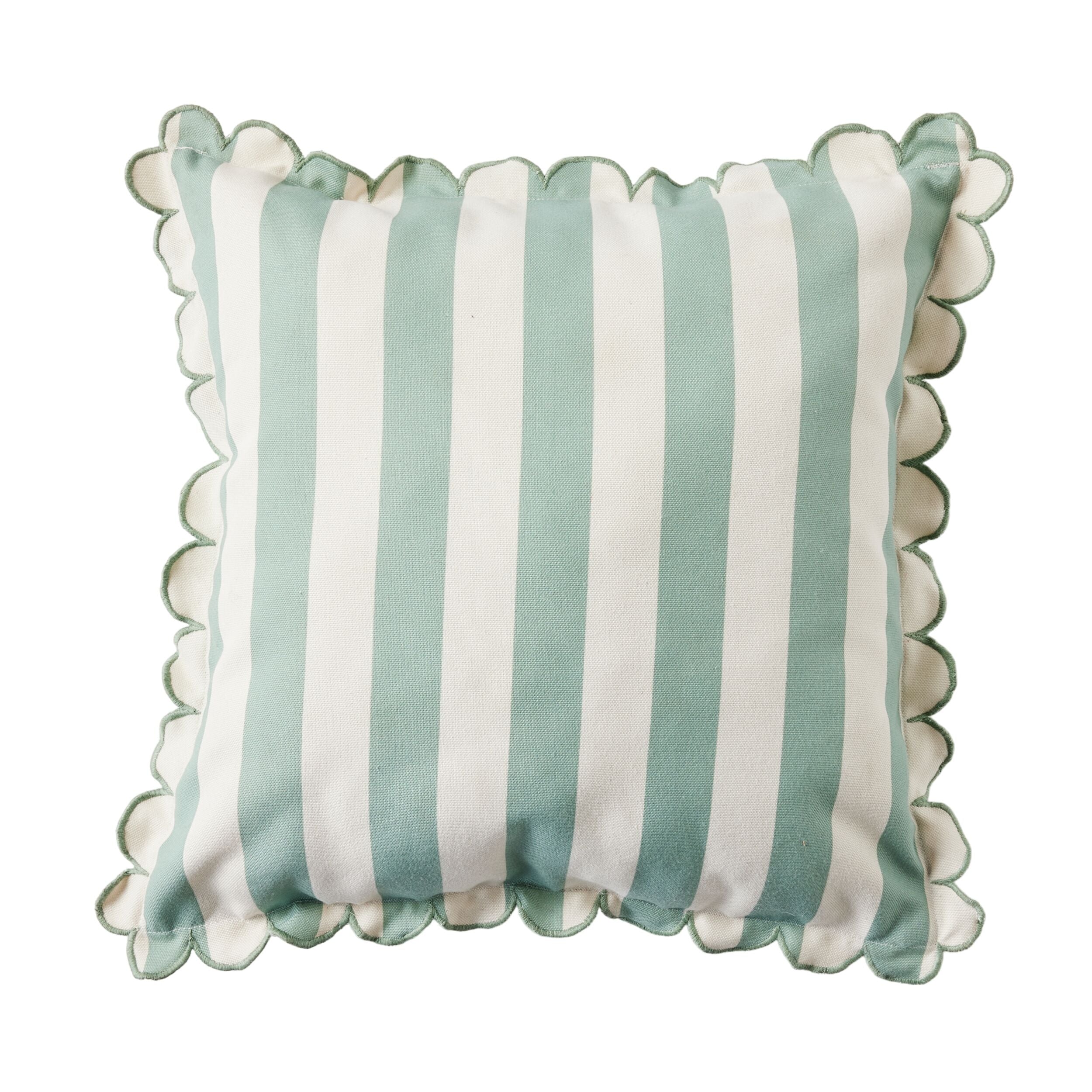 Scallop Edge Stripe Outdoor Cushion 45x45cm Soft Green