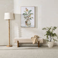 Textured Weave Upholstered Stool Parchment