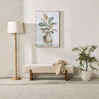 Tabouret rembourré en tissu texturé parchemin