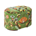 Ottoman brodé main fleuri en velours vert