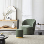 Pouf rond en tissu vert mousse
