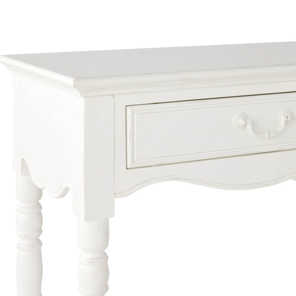 French Provincial Console Table White Antiqued