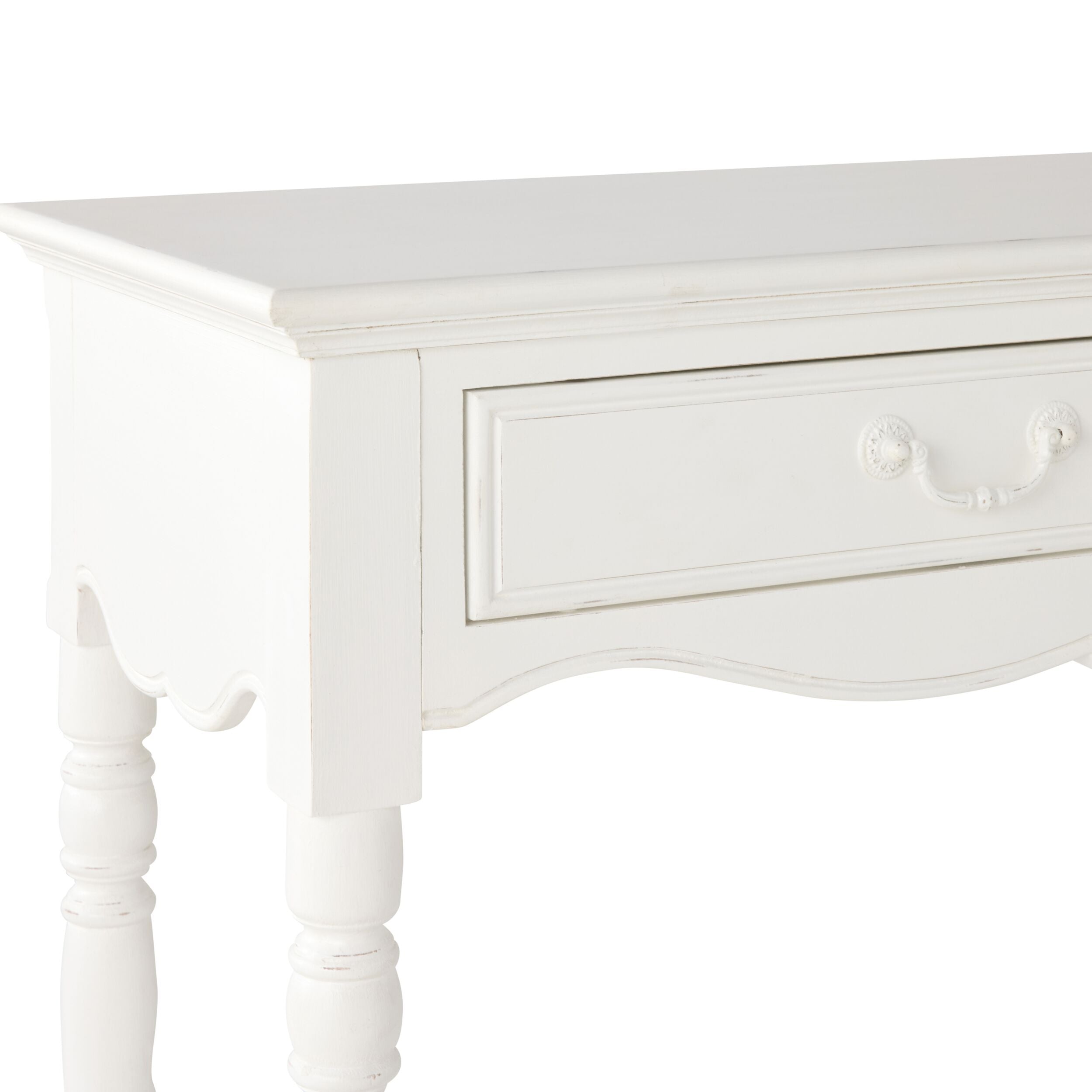French Provincial Console Table White Antiqued